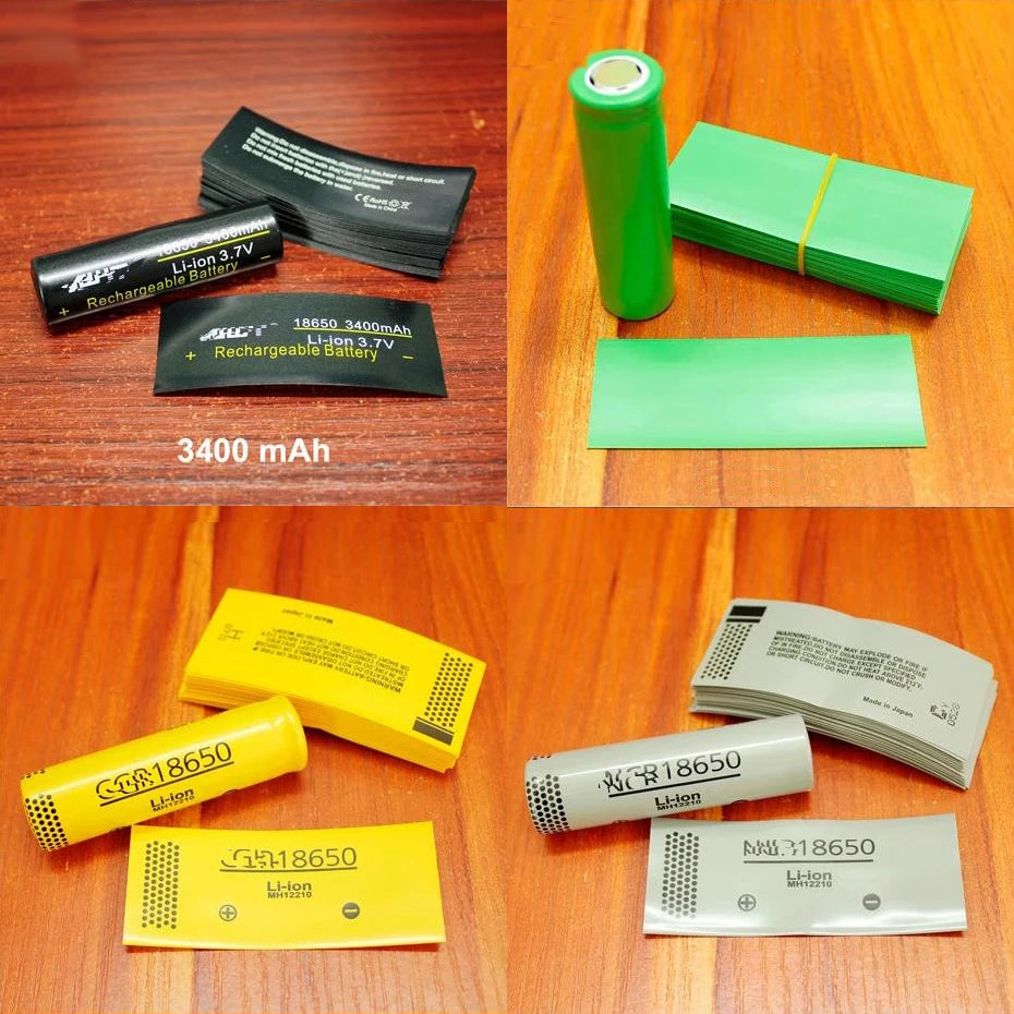 100pcs/lot 18650 lithium battery packaging skin PVC heat shrinkable sleeve battery packaging tube insulation shrink film