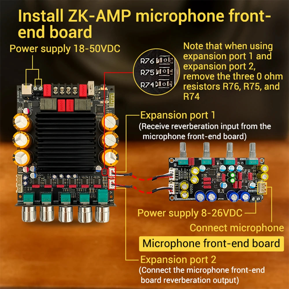ZK-SUB600 BT Amplifier Board Module 2.0 Channel 300W+300W+Subwoofer Extension TPA3255 DC 18-50V with Subwoofer
