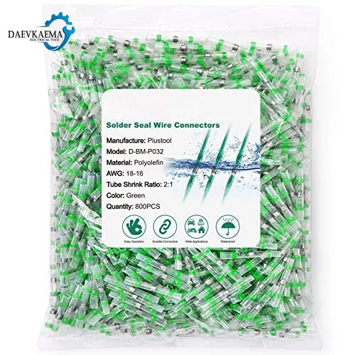 Blue Heat Shrink Solder Seal Wire Connectors Kit Waterproof Butt Connector Heat Shrink Electrical Terminals or Marine Automotive