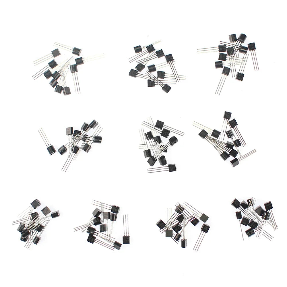 100/200PCS Triode Transistor Set BC337 BC327 2N2222 2N2907 2N3904 2N3906 S8050 S8550 A1015 C1815 TO92 PNP NPN Transistors kit