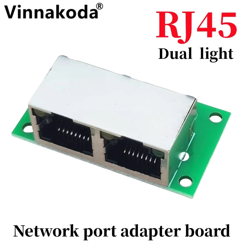 RJ45 Network Adapter Board RJ45 Double Light Female Socket Turn 2.54 Pitch Test Board RJ45 Network Port