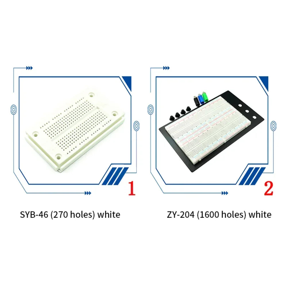 Breadboard 400 700 750 830 Holes MB-102 Solderless PCB Mini Test Board ZY-204 1600pts Prototype Board Jumper Wire Cable DIY Kit