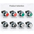 1Pcs XB2-BG21 XB2-BA31 XB2-BS54 22mm Knob Key Start Inching Power on Button Switch Self Reset Small Mushroom Head Emergency Stop