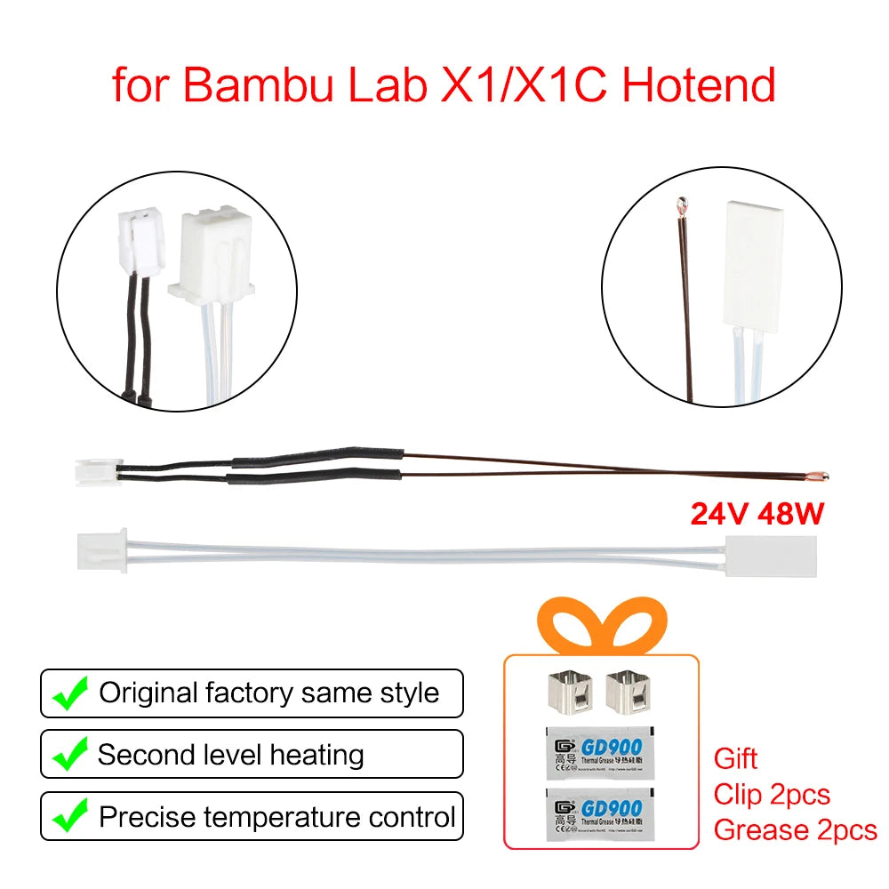 Original Hotend For Bambu Lab p1 X1 P1P X1C P1S Upgrade Hot end Print Head Heater Thermistor For bambulab Hardened steel Nozzle