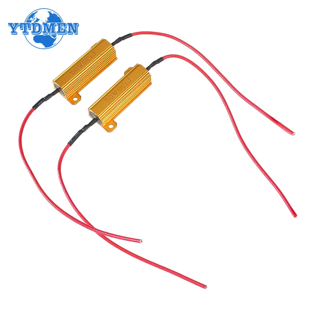 2PCS 50W 8 Ohm Load Resistor for Led Lights, 50W Power Resistor 12V 8R Steering Decoder Resistors for Car Turn Signal Lamp