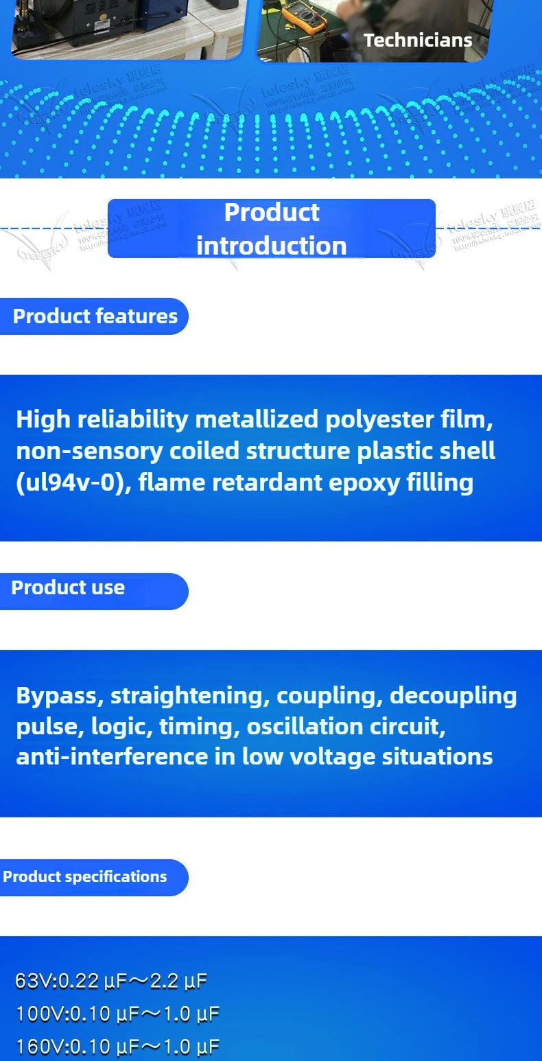 10PCS 100V Correction Capacitor Polypropylene Safety Plastic Film 100V 1nF ~ 470nF 100nf 220nf 10nf 47nf 22nf 1nf 0.47uf 0.1uf
