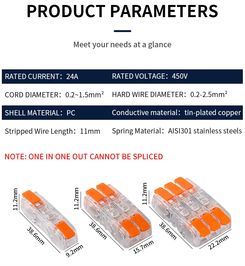 JINH Mini Fast Wiring Cable Connectors Universal Compact Splicing Electrical Conductors 10Pcs Push in Easy Home Terminal Block
