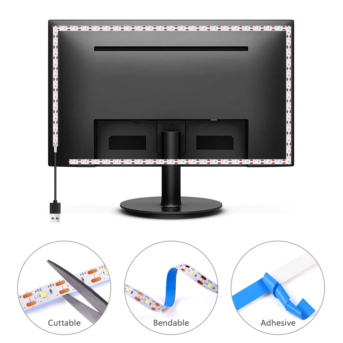 DC 5V USB LED Strips 2835 Diode Tape LED Ribbon Light TV Mirror Backlight Lighting Room Decor Lamp LED String Light 1M-5M