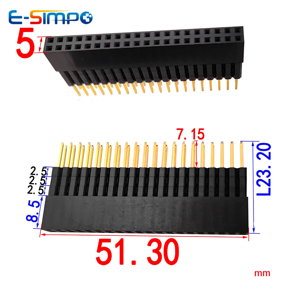 10pc 2.54mm PC104 2X20P Dual Row Extra Long L23.2 PH11/13.5/16/21 Spacer Elevated Extend High Plastic Industrial Female Socket