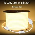 220V COB LED Strip Light High Bright Switch/Dimmable US 110v EU Plug Neon Tape Kitchen Cabinet  lighting Waterproof garden