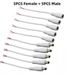 5.5mm X 2.1mm DC Jack Connectors Power Extension Cable 22AWG Female Male DC Plug Adapter For CCTV Camera 5050 3528 LED Strip