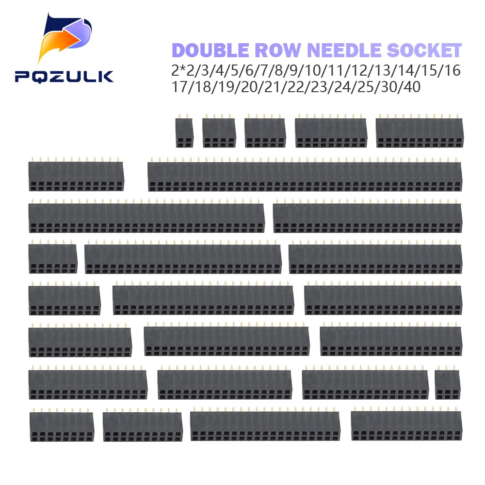10PCS 2.54mm Double Row Female 2~40P Breakaway PCB Board Pin Header Socket Connector Pinheader 2*2/3/4/6/10/12/16/20/40Pin