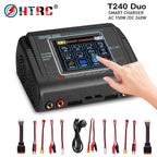 HTRC Lipo Charger T240/L6X2 DUO AC 150W DC 240W 10A Touch Screen Dual Channel Battery Balance Charger Discharger For RC Toy