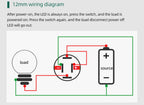 12/16mm Flat LED Illuminated Reset Latching Ring LED Metal Push Button Switch Waterproof On Off with Power Symbol