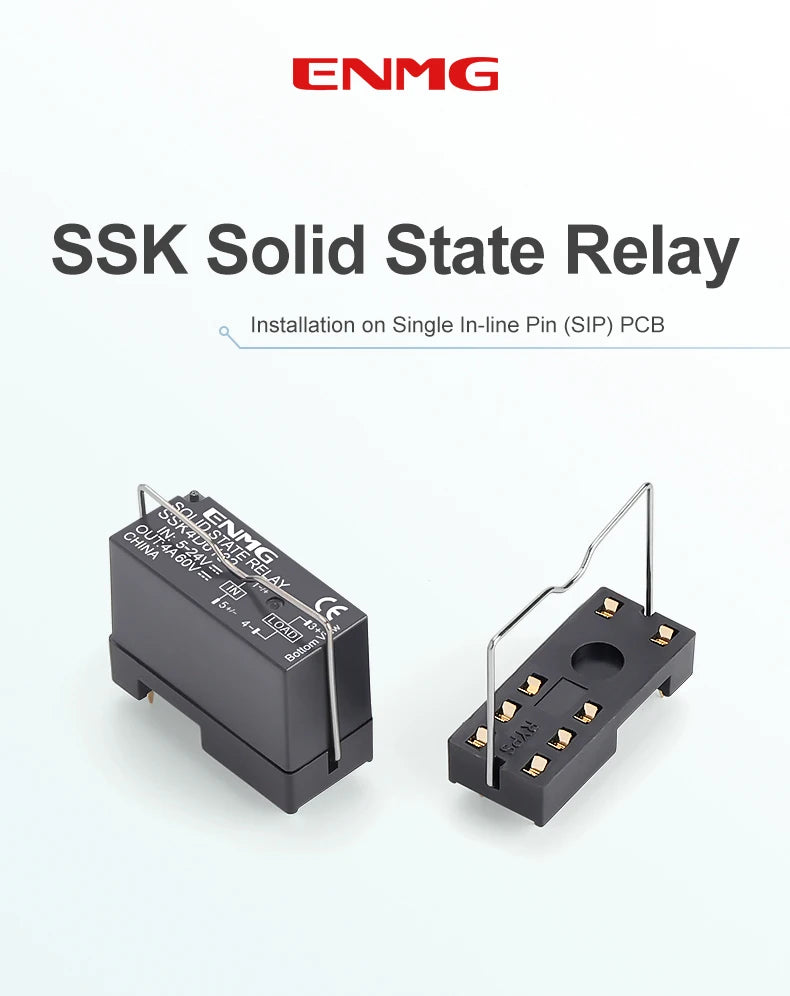 ENMG PCB Mount Solid State Relay, SSK10D6132 Miniature Pin-Type DC Control DC/AC 24V Printed Circuit Board Mount Plug-in Type.