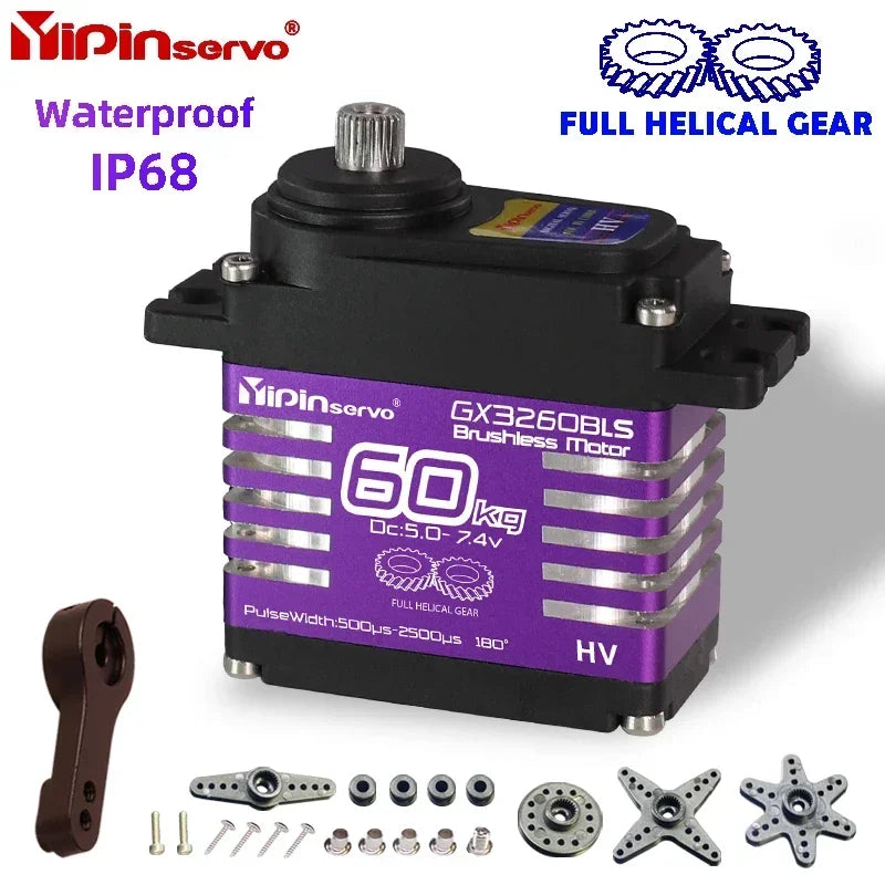 GX3260BLS 60KG 8.4V High Torque All Steel Helical Gear Digital Servo Brushless Motor 25T Metal Servo Arm for Robot Crawler Cars