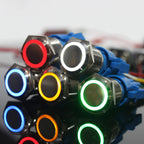 16mm 19mm 22mm double colors LED Metal Push Button Switch Waterproof Lamp Doorbell Car Momentary Latching 12V 24V without socket
