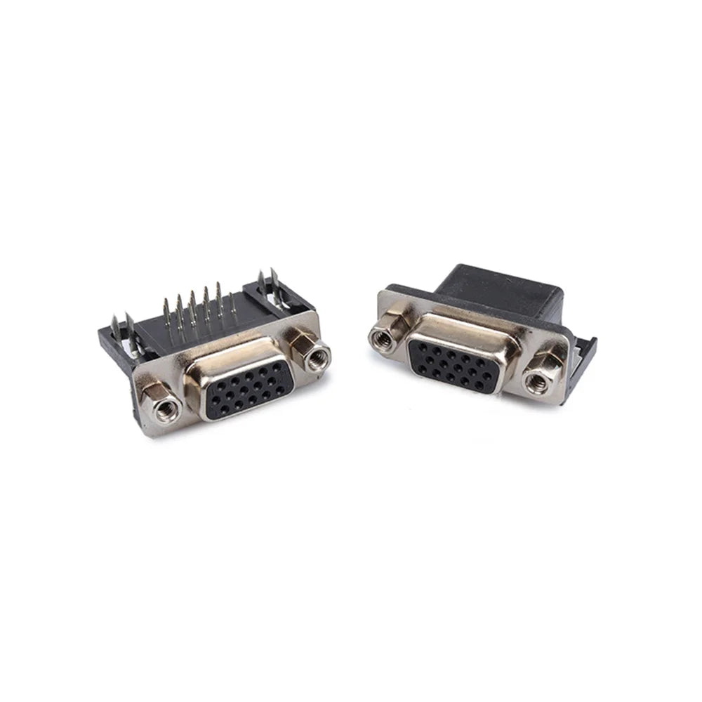 5/10PCS DR15 Female PCB Mount D-Sub 15 Pin VGA Type 8.89 PCB Connector 3 Rows 90-Degree Bent Needle DB15
