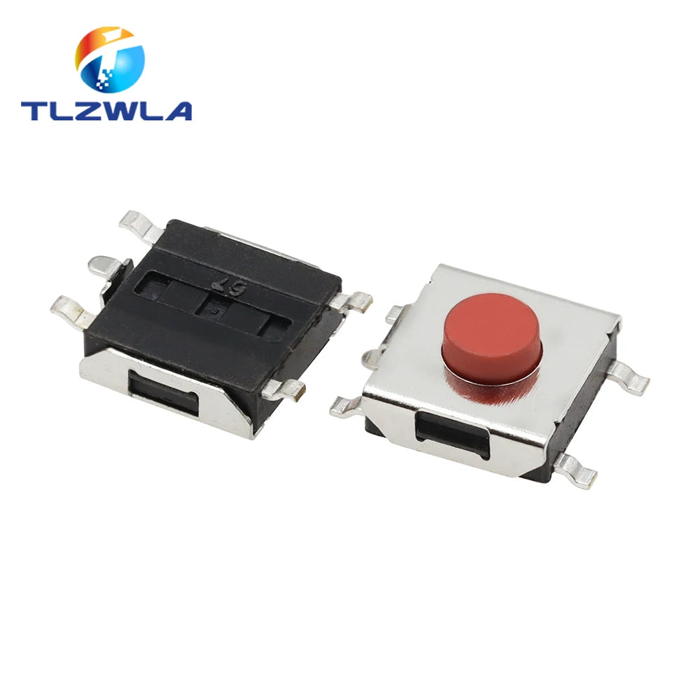 100PCS Flat Red SMD 5Pin 6x6 Tact Push Button Switch 6*6*3.1MM Micro Switch 6x6x3.1mm