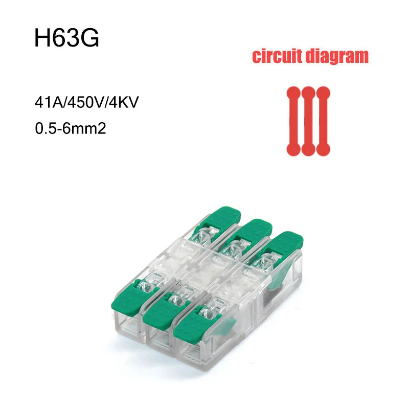 High Power 6mm² Fast Wire Electrical Connectors Universal Compact Splitter Push-in  Cable Wire Connector Fast Terminal Block