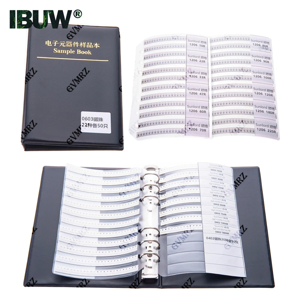 0402 0603 0805 1206 SMD Ferrite Bead Inductance Sample Book Magnetic Laminated Sheet Magnetic Beads Inductance Book Sample Kit