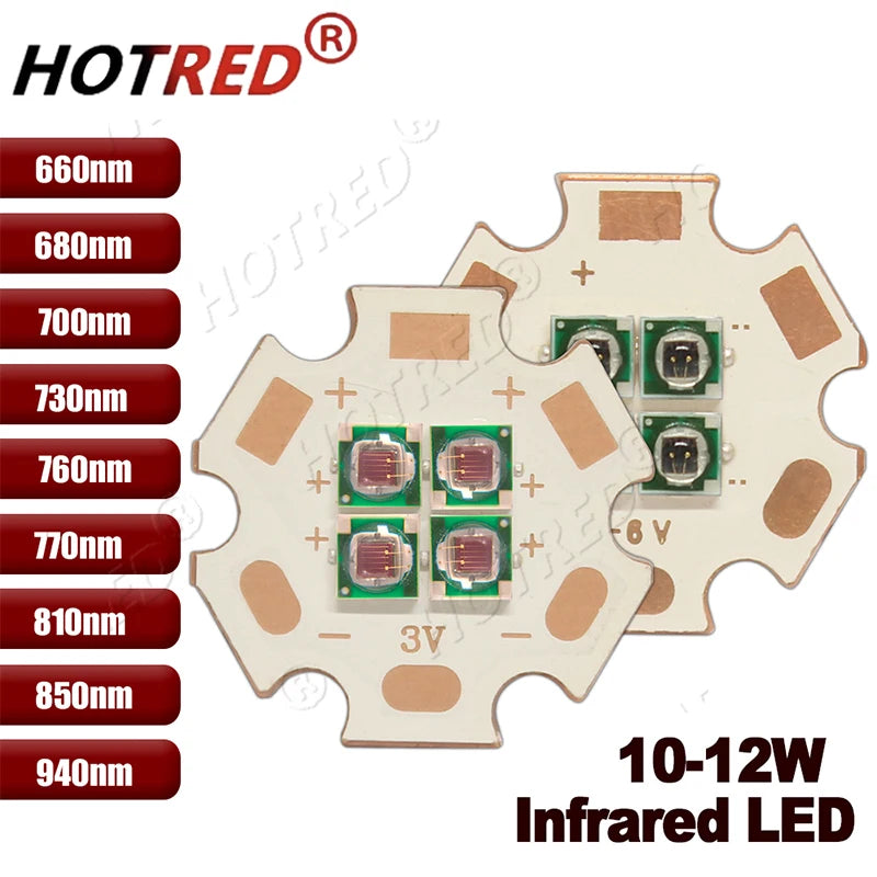 10W High Power LED Chip IR Infrared 660nm 680/730/760/810/850nm 12W 3535 Bead 2V 4V 8V 700/1400/2800mA For Night Vision Security