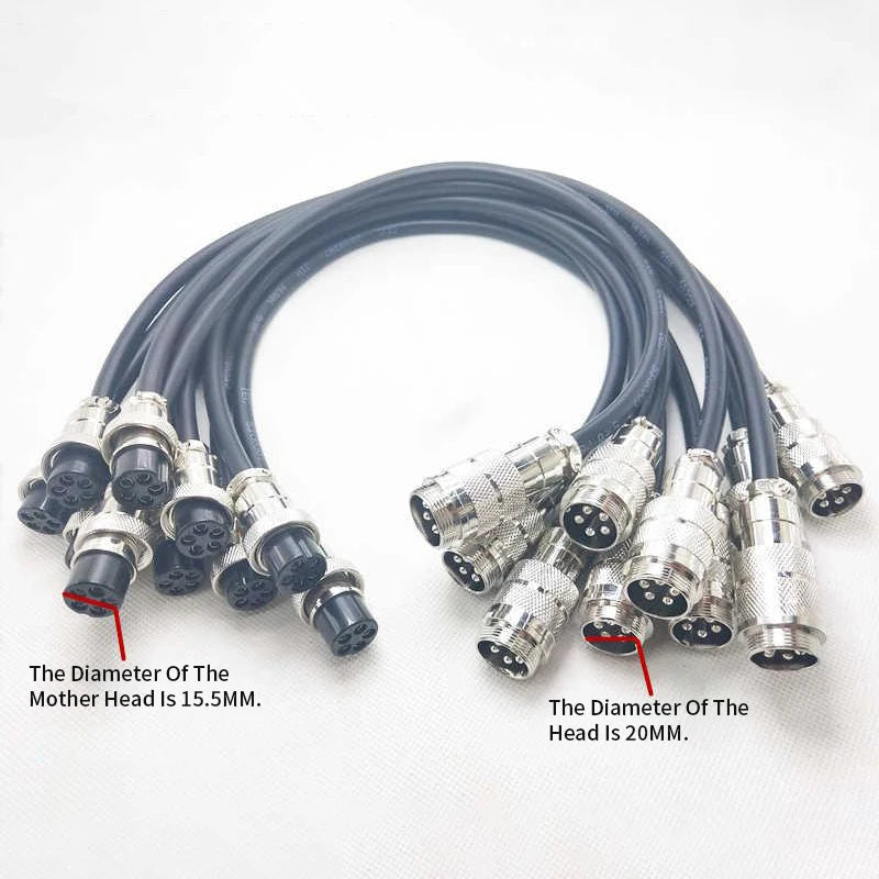 4Pin GX20 Male to Female Extension Cable 2 3 4 5 6 7 8 9 10 12 Pin Docking Aviation Plug W Wire M20 Revolving Female Power Cord