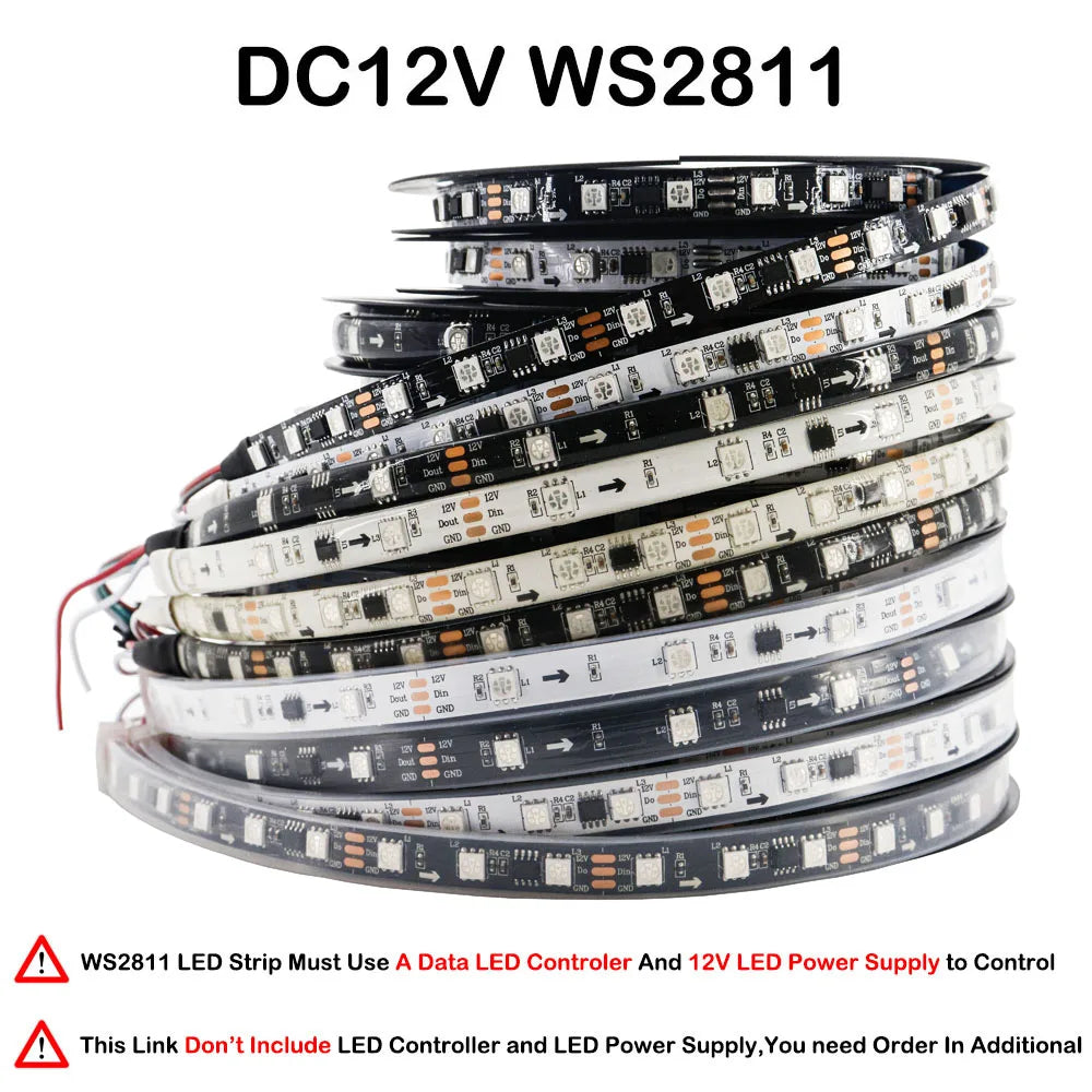 WS2812B WS2815 WS2813 Individually Addressable RGBIC LED Strip WS2811 WS2812 30/60/144Pixels/Leds/m Smart Tape Light DC5V/12V