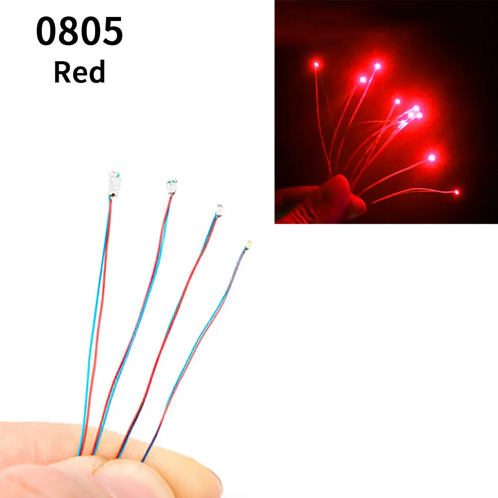 10pcs/Bag 0805 1206 SMD Lamp Wired Micro Litz Led Pre-Soldered Chip Wired 3V Railway Model Toy Light DIY Leads Wires 30cm