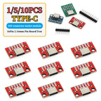 1-10PCS 16Pin 2.54mm USB TYPE-C to PCB Data Transmission Power Adapter Pin Board Test Board Solder Female DIP Connector Socket