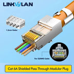Linkwylan Cat7 Cat6 Cat5e UTP STP Pass Through Plug Network RJ45 Modular Connector 1.1/1.3/1.5mm Holes For Solid Stranded Cables