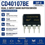 (10 pcs) CD40107BE DIP-8 NAND Gate Dual 2-Input High Voltage Open Drain 3V-18V
