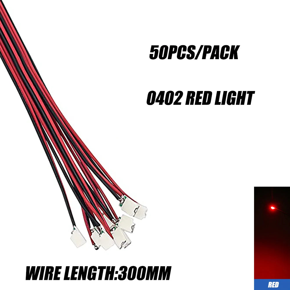 0402 0603 SMD Lamp Wired Micro Led Pre-Soldered Micro Litz Wired Chip 30cm 3V Railway Model Scenes 50pcs/Lot
