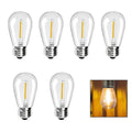 6PCS LED 1W 2W E27 3V 220V 110V Warm White Filament S14 Ready Bulb European US Standard Decoration Light String Replacement