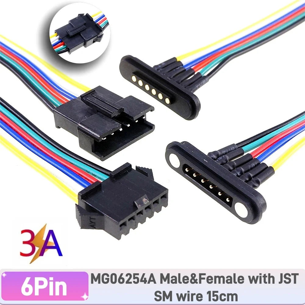 1 Pair 2A Magnetic Pogo Pin JST SM Plug Socket Extend Cable Connector 2 3 4 5 6 Pin Male Female Adapter Led Strip Lamp Driver