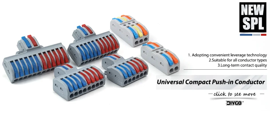 Lever Wiring Connector Fast Compact Splicing Electrical Connector Butt Terminal 1 to 1 Inline Wire Connector Connect 28-12 AWG