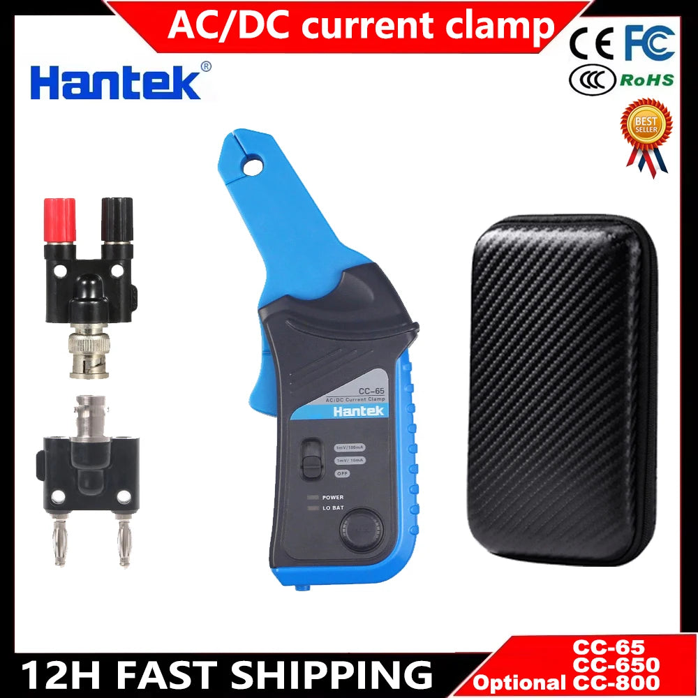 Hantek CC65 CC650 CC800 AC/DC Current Clamp Meter Transducer for Digital Multimeter Oscilloscope Probe with BNC Type Connector