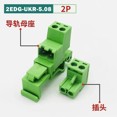 2EDG-UKR-5.08mm Rail Mounted Plug-in Terminal Block Connector 2EDG 5.08mm 2P 3P 4P5P-24Pin Screw Free Guide Rail Docking KD Plug