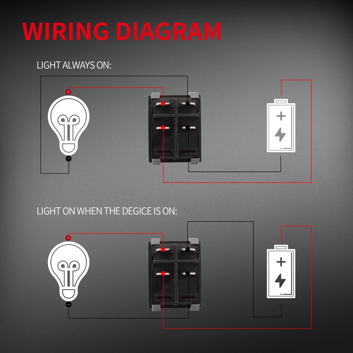 5PCS 30A 250V KCD2 KCD4 Rocker Switch DPST 4 Pin Red Lighted 120V Rocker Toggle Switch ON Off Heavy Duty T125