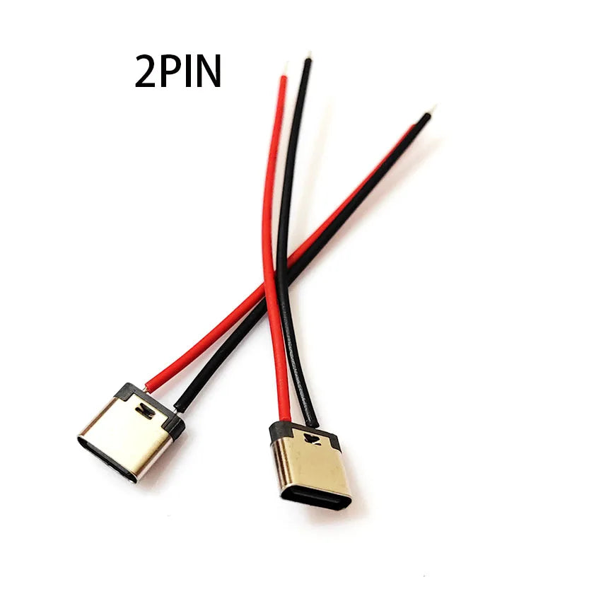 1-10Pcs Type C 2 Pin Waterproof Female USB C Socket Port With Screw Hole Fast Charge Charging Interface USB Connector With Cable
