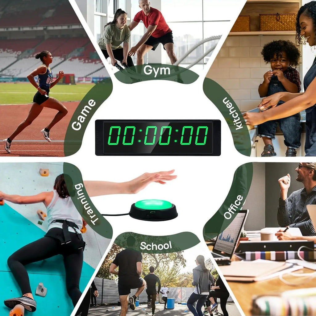 Gym Timer Clock for Home Fitness Timer with Stopwatch Button, Large Digital Stopwatch Countdown Clock, 12/24H Digital Wall Clock