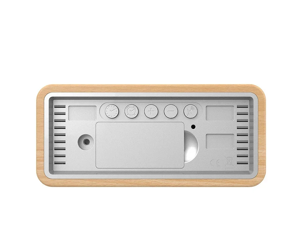 Wooden Wireless Weather Station Alarm Clock - Digital Thermometer Humidity Monitor with Wireless Sensor, Home Desktop TimeWatch