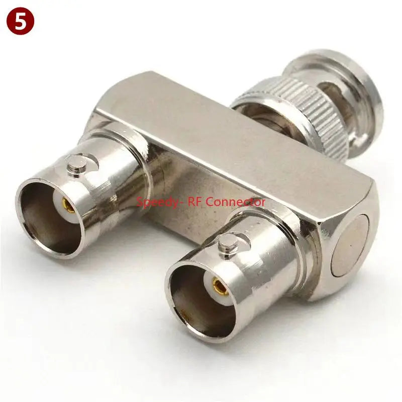 Q9 BNC Male Female Connector Tee Type 3Way Splitter BNC To BNC Male Female 90 Degree Right Angle Brass RF Coaxialc