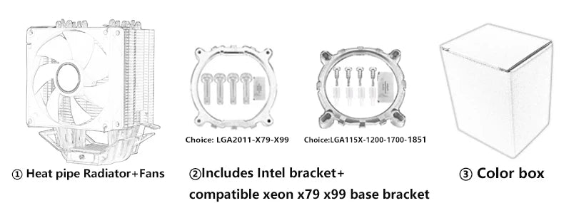 XUANFENG 2/4/6 Heat Pipe Cooler CPU Fan 90mm Air-Cooled Processor Compatible LGA2011-3 X79 X99 E5 2066 115x 1200 1700 I5 AM4 AM5