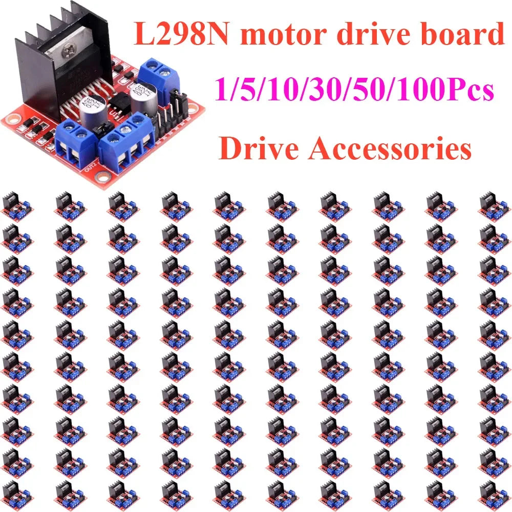 1~100Pcs L298N Dual Channel DC Stepper Motor Drive Controller Module Speed Regulation Driver Board Smart Robot DIY Accessories