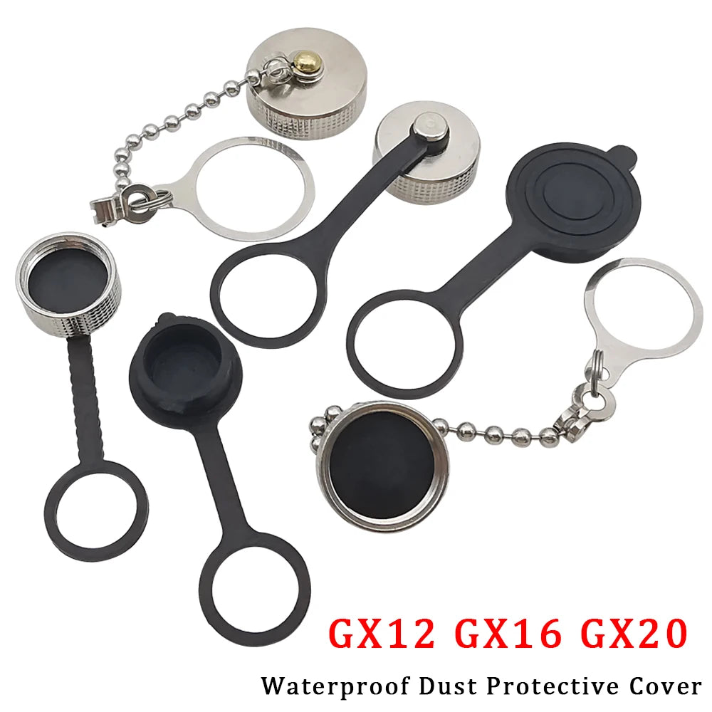 2Pcs GX12 GX16 GX20 Aviation Connector Plug Cover Circular Waterproof Dust Metal/Rubber Cap GX12 GX16 GX20 Protective Sleeve