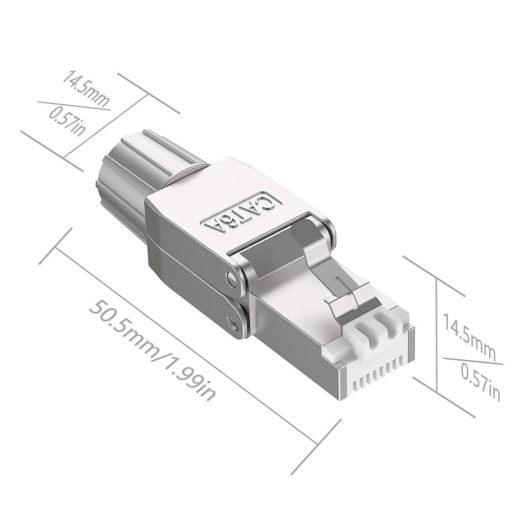 ZoeRax 2PCS RJ45 Cat8 Cat7 Cat6A Toolless Field Termination Plug, Shielded (STP), PoE++ (4PPoE), Modular RJ45 Male Connector