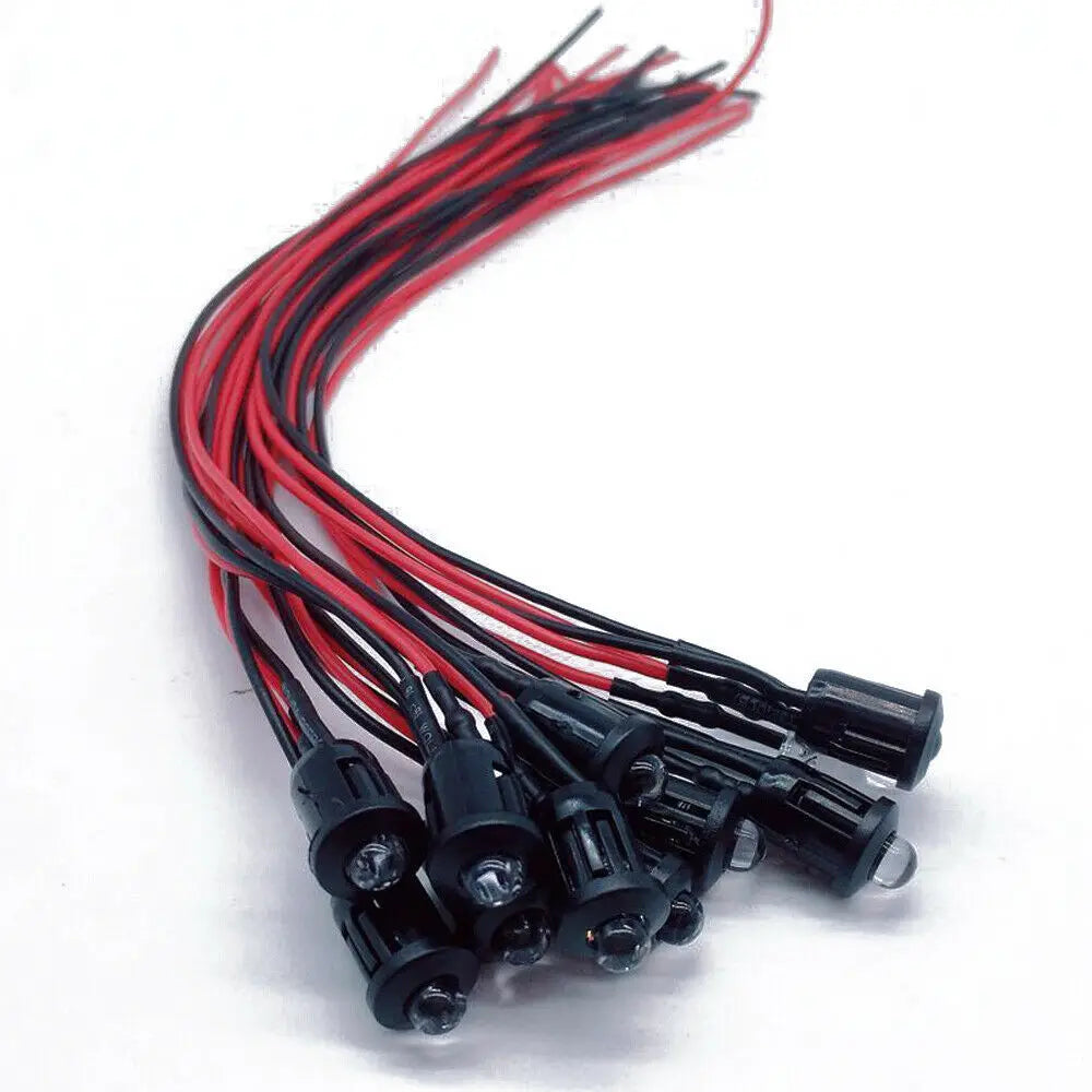 10/20PCS 5mm LED Diode Kit UV Prewired 5V 12 V Light Emitting Indicator RC Lamp Warm White Red Green Blue Yellow Orange Purple P