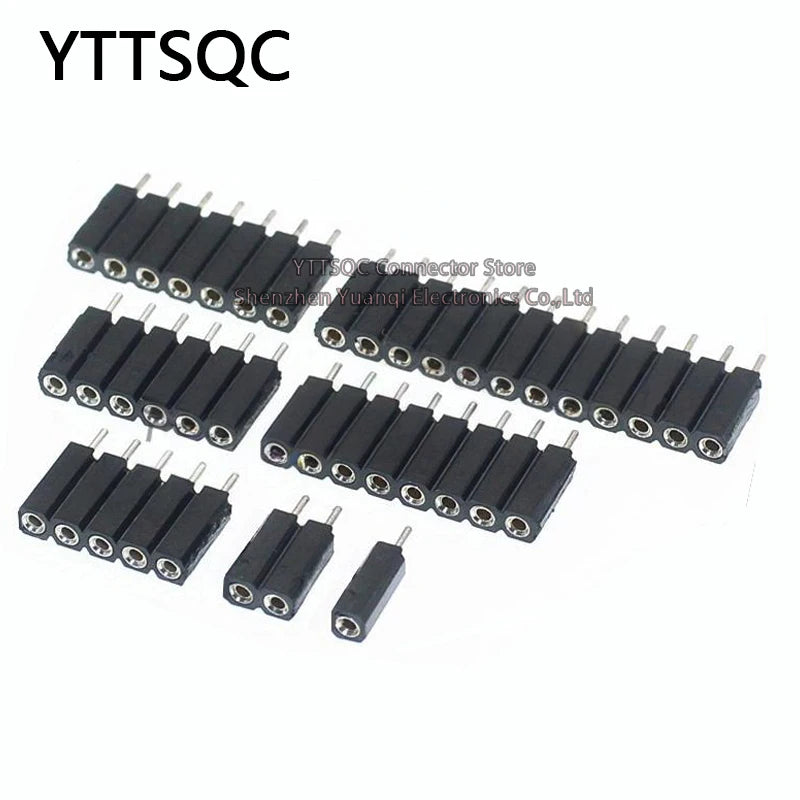 1P-40P 2.54mm PH7 Round Hole Straight Pin Single Row 0.1" Breakable Stackable PCB IC Crystal Transistor Female Tin Header Socket