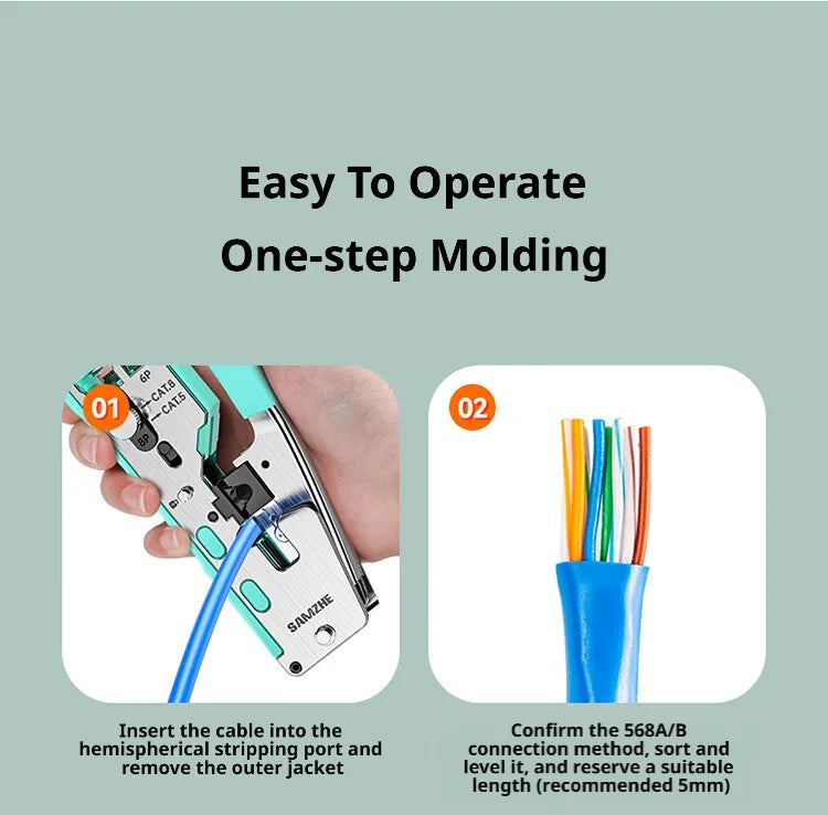 SAMZHE RJ45 Crimp Tool Crimper Cutter for Cat5e/6/7/8 8P 6P Modular Connector Ethernet All-in-one Wire Tool ﻿Ethernet Modular